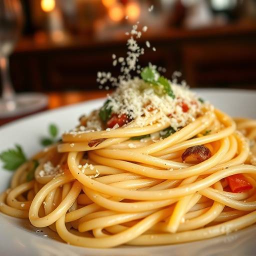 A close-up of a delicious plate of pasta carbonara in a traditional Roman trattoria