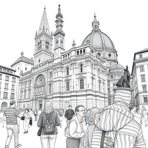 A group of tourists sketching the Duomo in Florence during a Bella Italia Art & Travel workshop