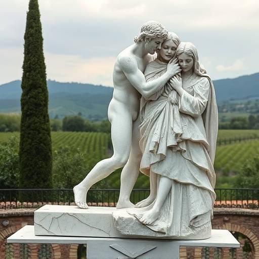 A sculptor working on a marble sculpture during the Tuscany Sculpture Residency program