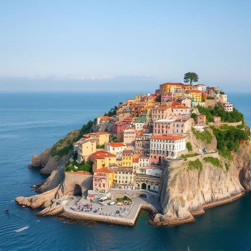 Amalfi Coast seaside towns nestled among the cliffs and ocean view