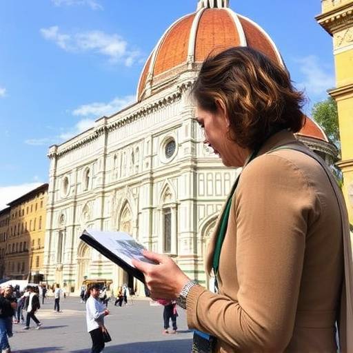 An artist sketching the Duomo in Florence during a plein air painting session.
