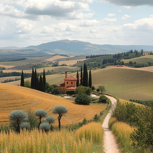 Professional photographer capturing the beauty of the Tuscan landscape during a photography workshop.