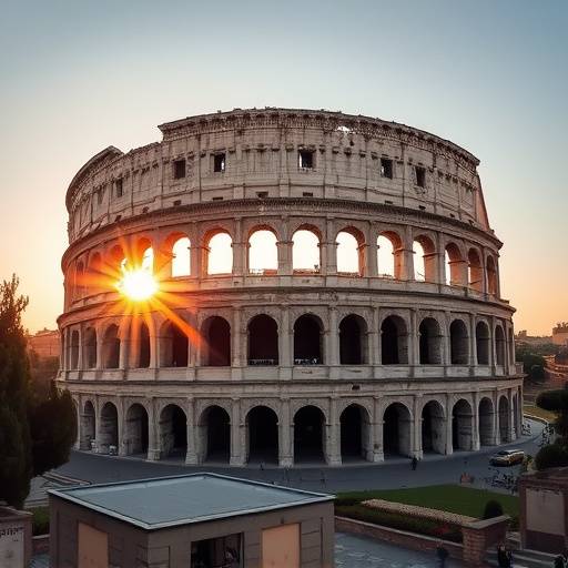 The Colosseum in Rome bathed in the soft light of early morning